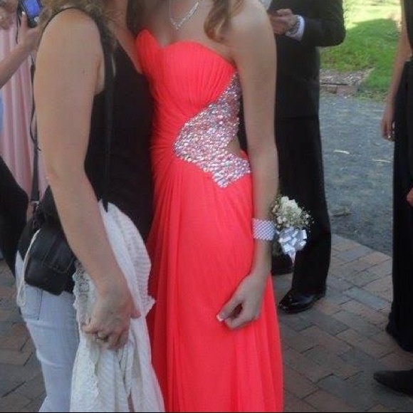 Hot Coral Prom Dress